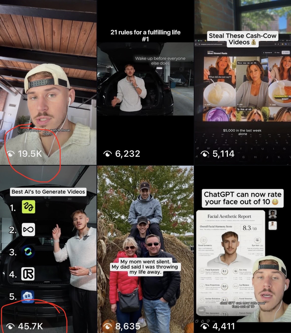 Client results β 45.7K, 19.5K, 8.6K views